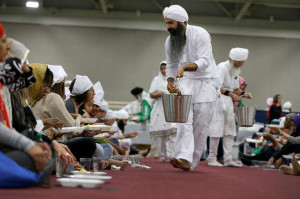 Sikhs serving lunch to thousands each day